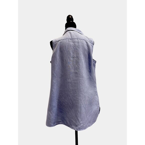 Neiman Marcus Women's Top Blouse Sleeveless Linen Blend Blue Size Medium - Picture 3 of 6